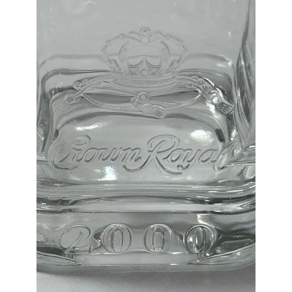 2000 Millennium Crown Royal Low Ball‎ Rocks Man Cave Glass - Square, Whiskey
